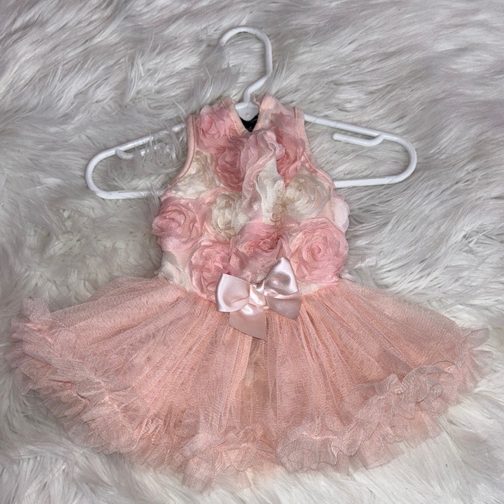 Elegant Pink Dog Dress with Rosette Details